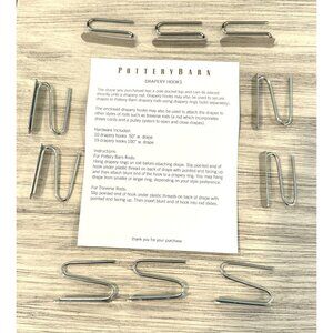 10 Pottery Barn Drapery Curtain Hooks 1.5 Inch Silver Metal Slide Pin FAST SHIP!